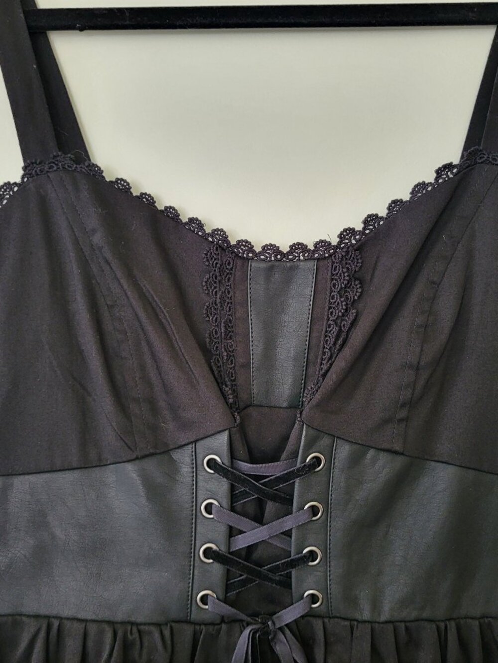 Hot Topic Social Collision Black Lace-Up Corset Mini Dress Size M Goth Coquette - Picture 3 of 8